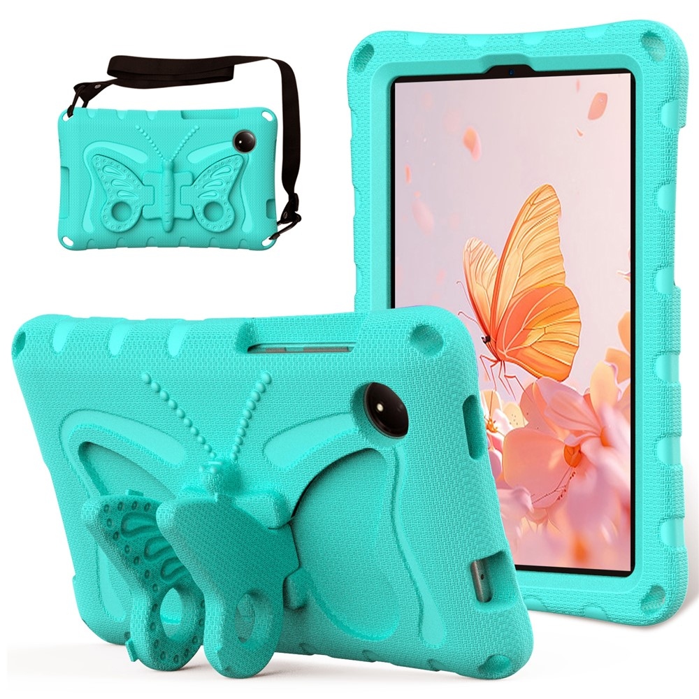 Kids Butterfly EVA odolné pouzdro s popruhem na tablet Xiaomi Redmi Pad SE 8.7 - modrozelené