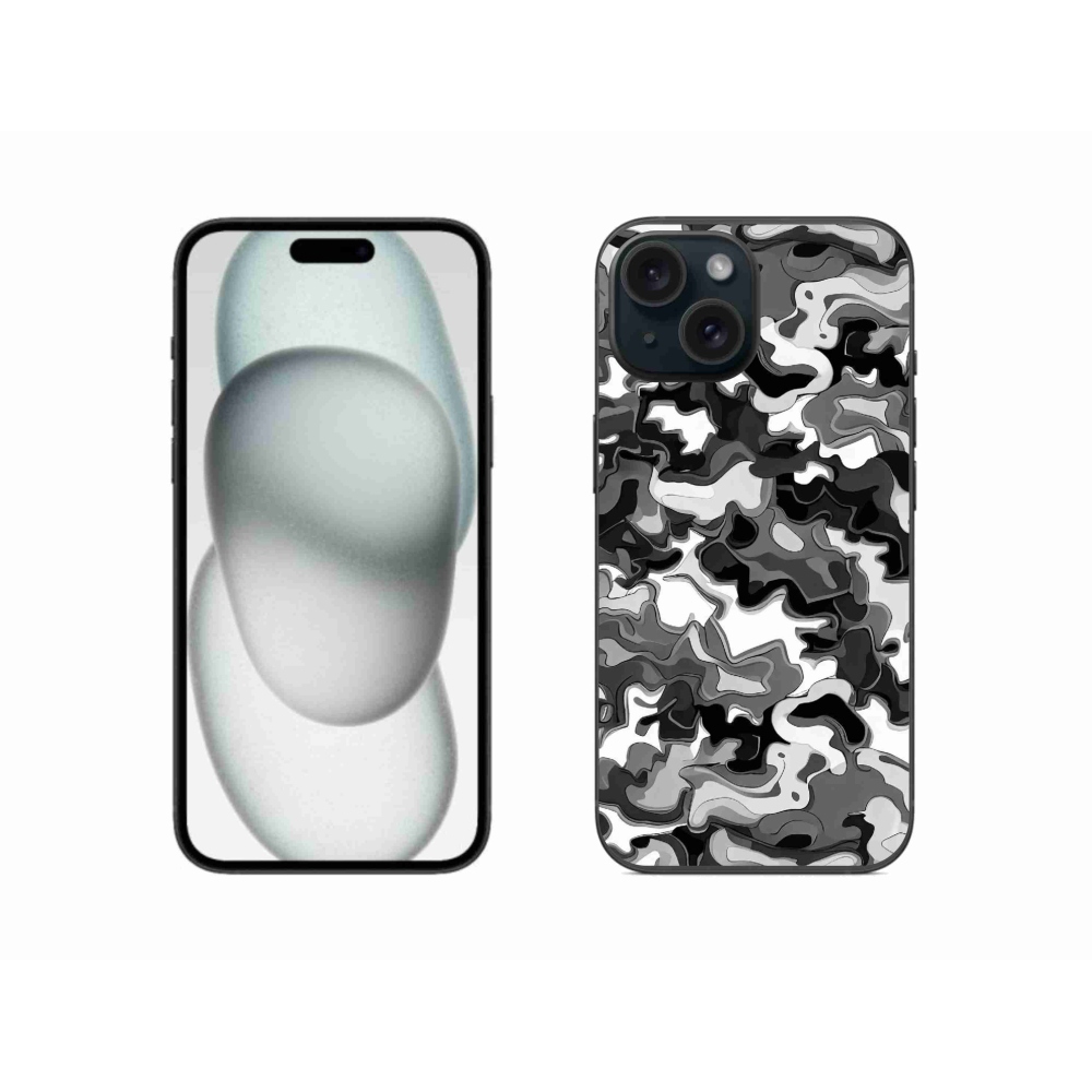 Gelový kryt mmCase na iPhone 15 - maskáčový vzor 3
