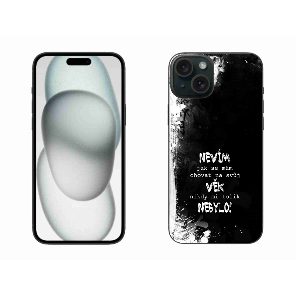 Gelový kryt mmCase na iPhone 15 Plus - vtipný text 14 černé pozadí