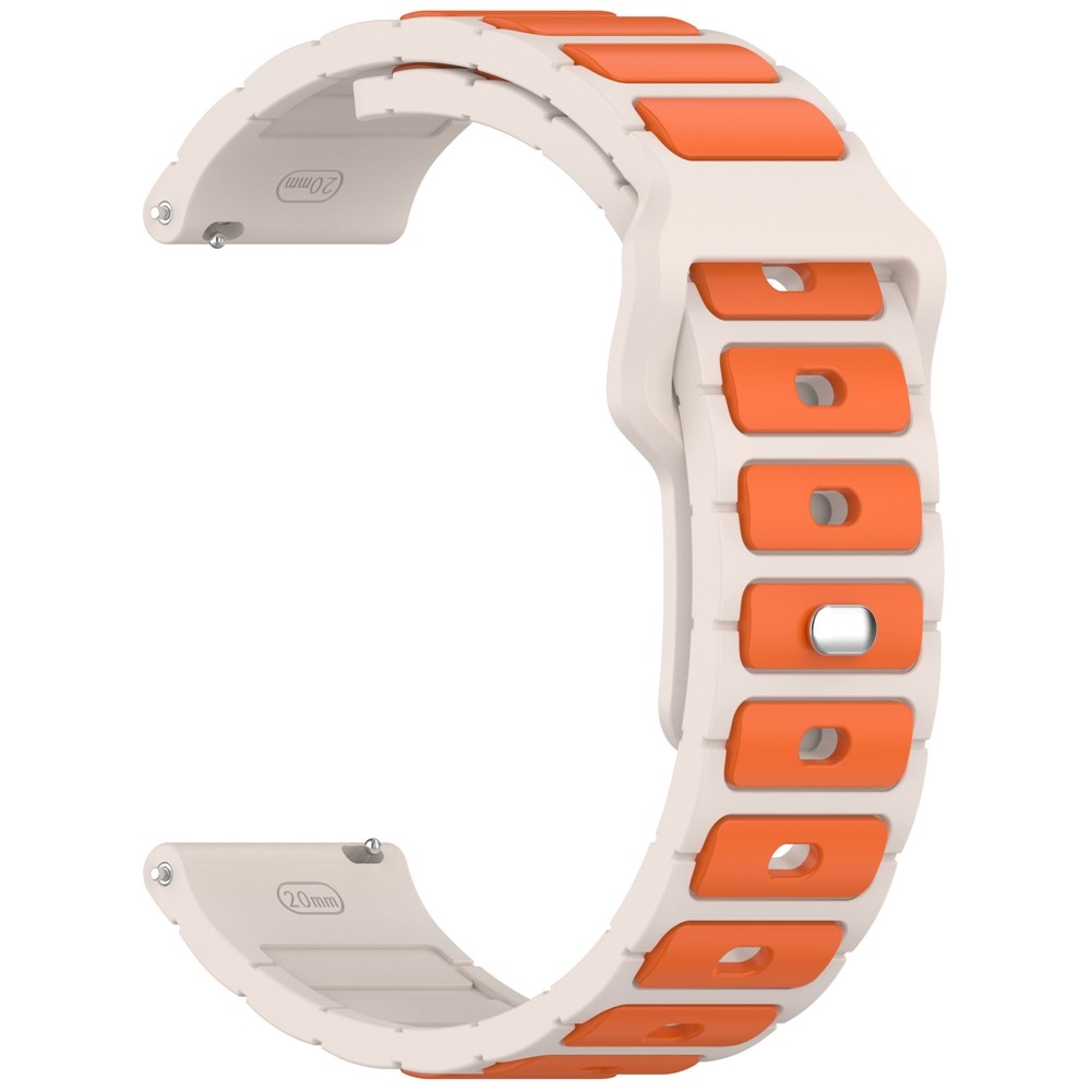 Dualc silikonový řemínek 20mm na Samsung Galaxy Watch7 44mm/40mm/Watch 6 44mm/40mm - béžový/oranžový