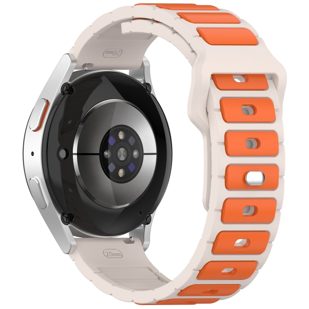 Dualc silikonový řemínek 20mm na Samsung Galaxy Watch7 44mm/40mm/Watch 6 44mm/40mm - béžový/oranžový