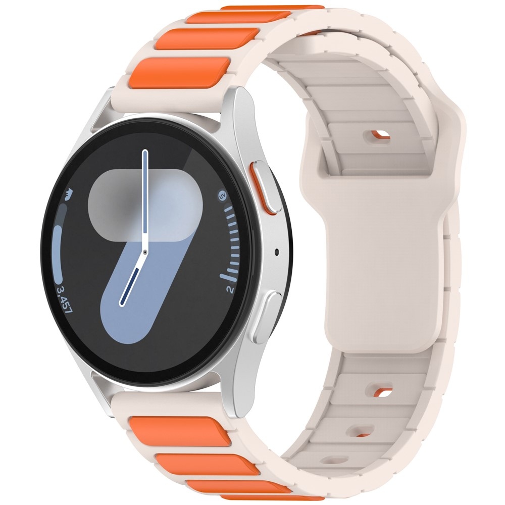 Dualc silikonový řemínek 20mm na Samsung Galaxy Watch7 44mm/40mm/Watch 6 44mm/40mm - béžový/oranžový