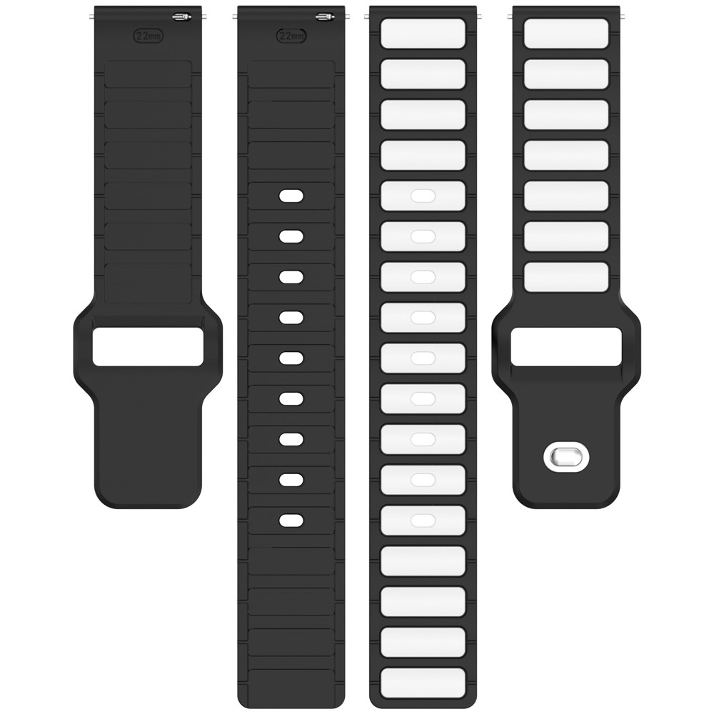 Dualc silikonový řemínek 20mm na Samsung Galaxy Watch7 44mm/40mm/Watch 6 44mm/40mm - černý/bílý