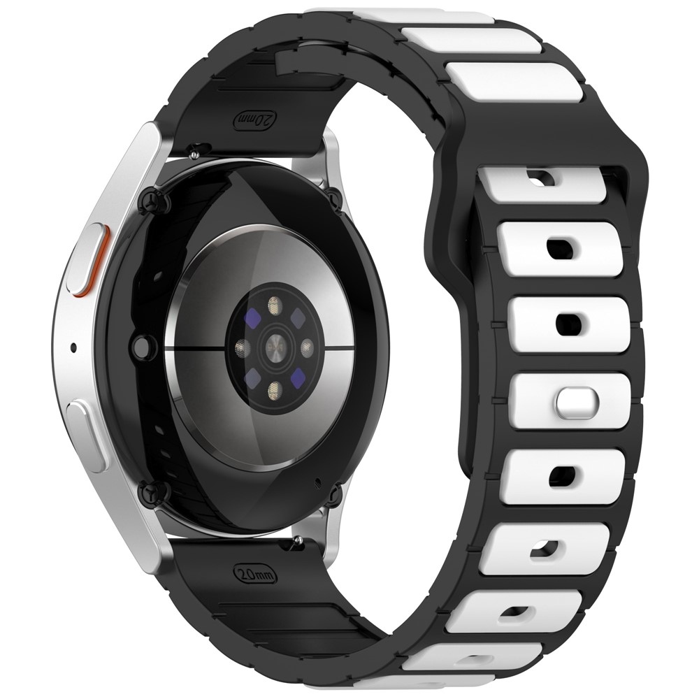 Dualc silikonový řemínek 20mm na Samsung Galaxy Watch7 44mm/40mm/Watch 6 44mm/40mm - černý/bílý