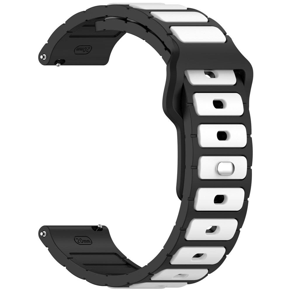 Dualc silikonový řemínek 20mm na Samsung Galaxy Watch7 44mm/40mm/Watch 6 44mm/40mm - černý/bílý