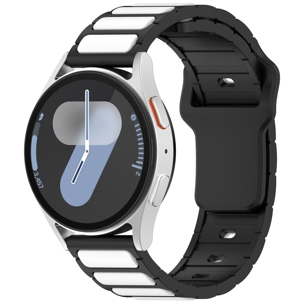 Dualc silikonový řemínek 20mm na Samsung Galaxy Watch7 44mm/40mm/Watch 6 44mm/40mm - černý/bílý