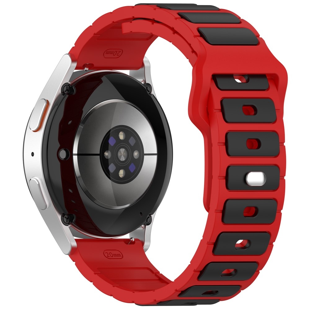 Dualc silikonový řemínek 20mm na Samsung Galaxy Watch7 44mm/40mm/Watch 6 44mm/40mm - černý/červený
