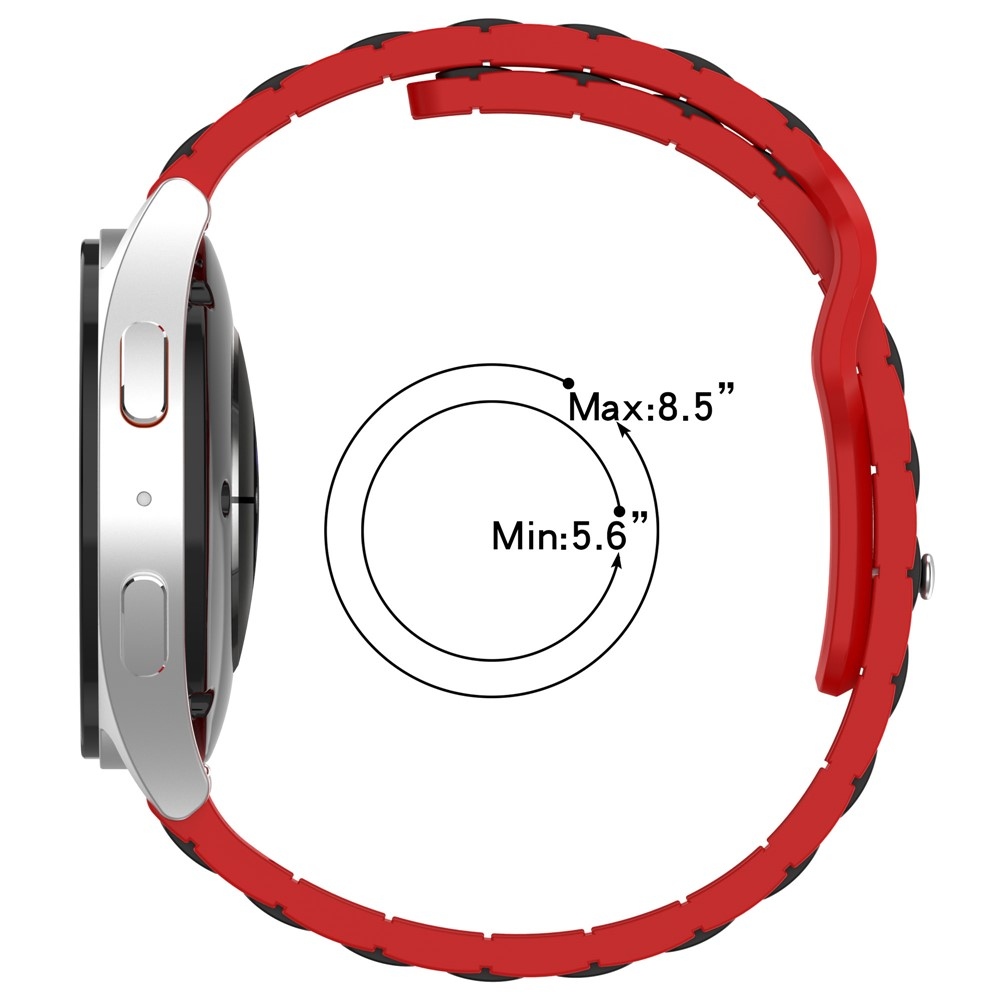Dualc silikonový řemínek 20mm na Samsung Galaxy Watch7 44mm/40mm/Watch 6 44mm/40mm - černý/červený