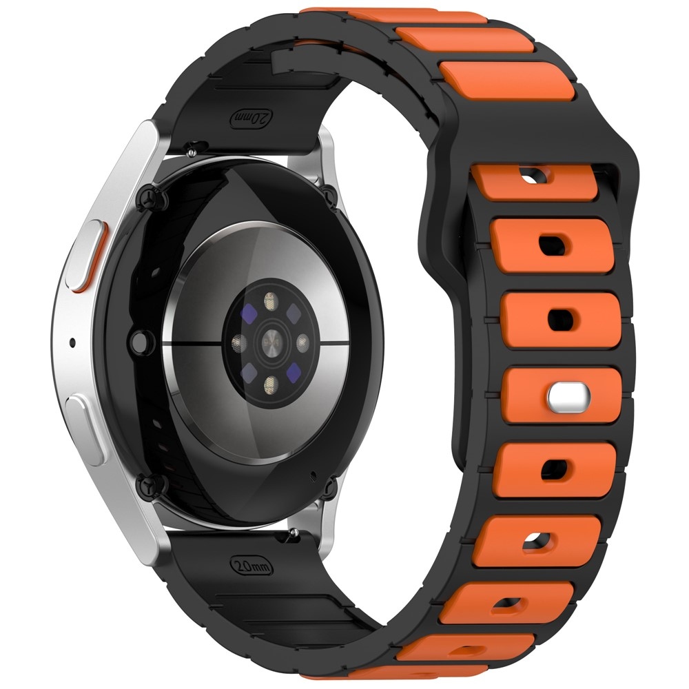 Dualc silikonový řemínek 20mm na Samsung Galaxy Watch7 44mm/40mm/Watch 6 44mm/40mm - černý/oranžový