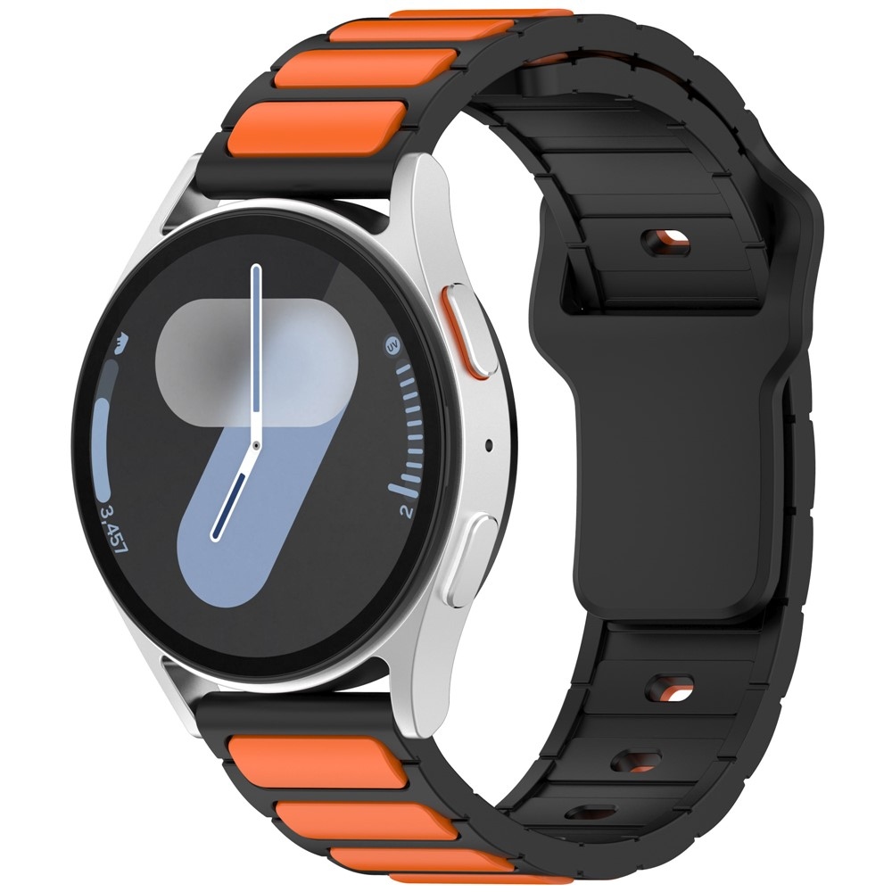 Dualc silikonový řemínek 20mm na Samsung Galaxy Watch7 44mm/40mm/Watch 6 44mm/40mm - černý/oranžový