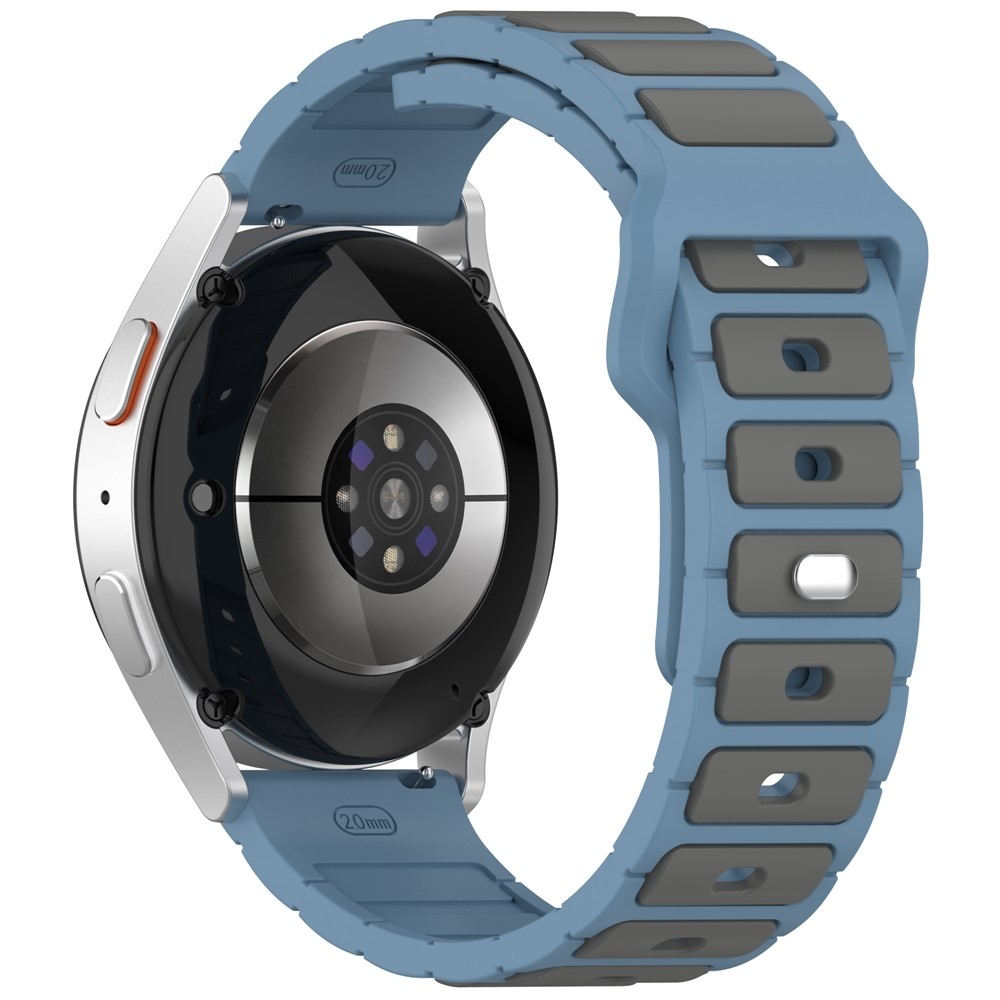 Dualc silikonový řemínek 20mm na Samsung Galaxy Watch7 44mm/40mm/Watch 6 44mm/40mm - šedý/modrý