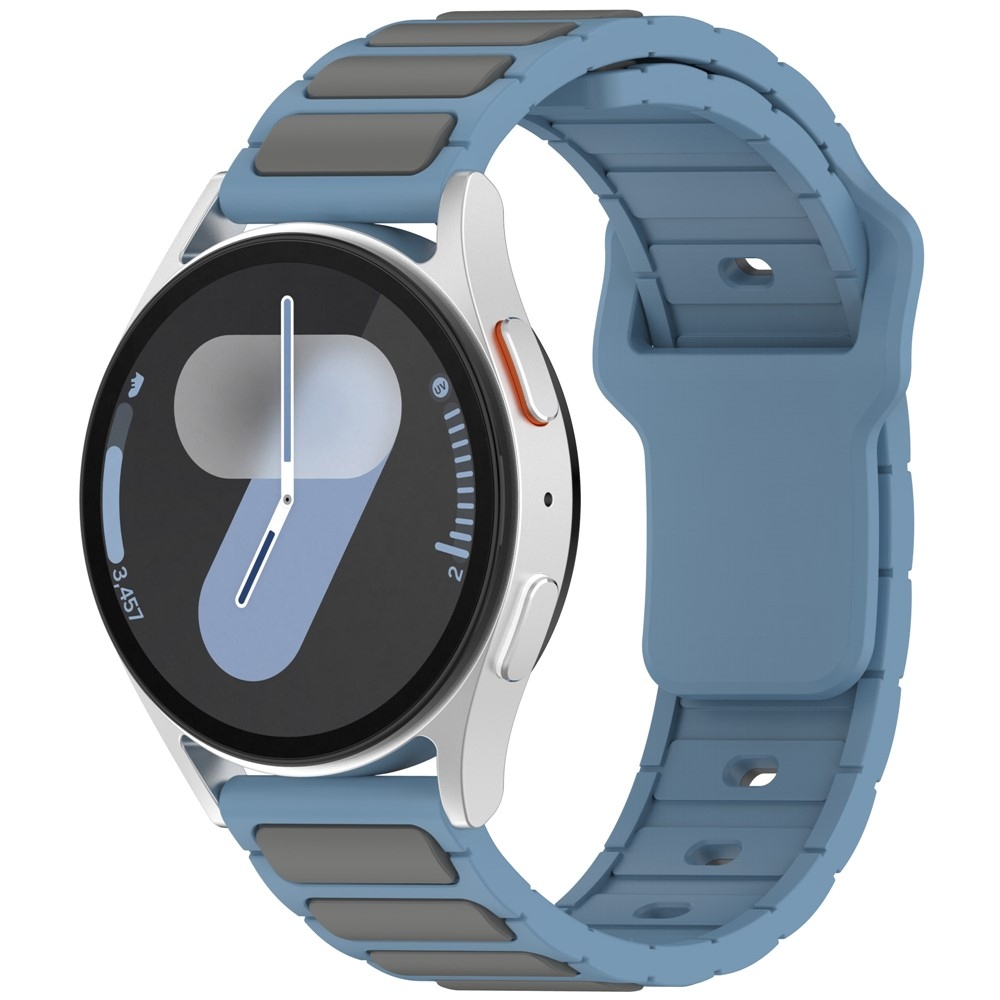 Dualc silikonový řemínek 20mm na Samsung Galaxy Watch7 44mm/40mm/Watch 6 44mm/40mm - šedý/modrý