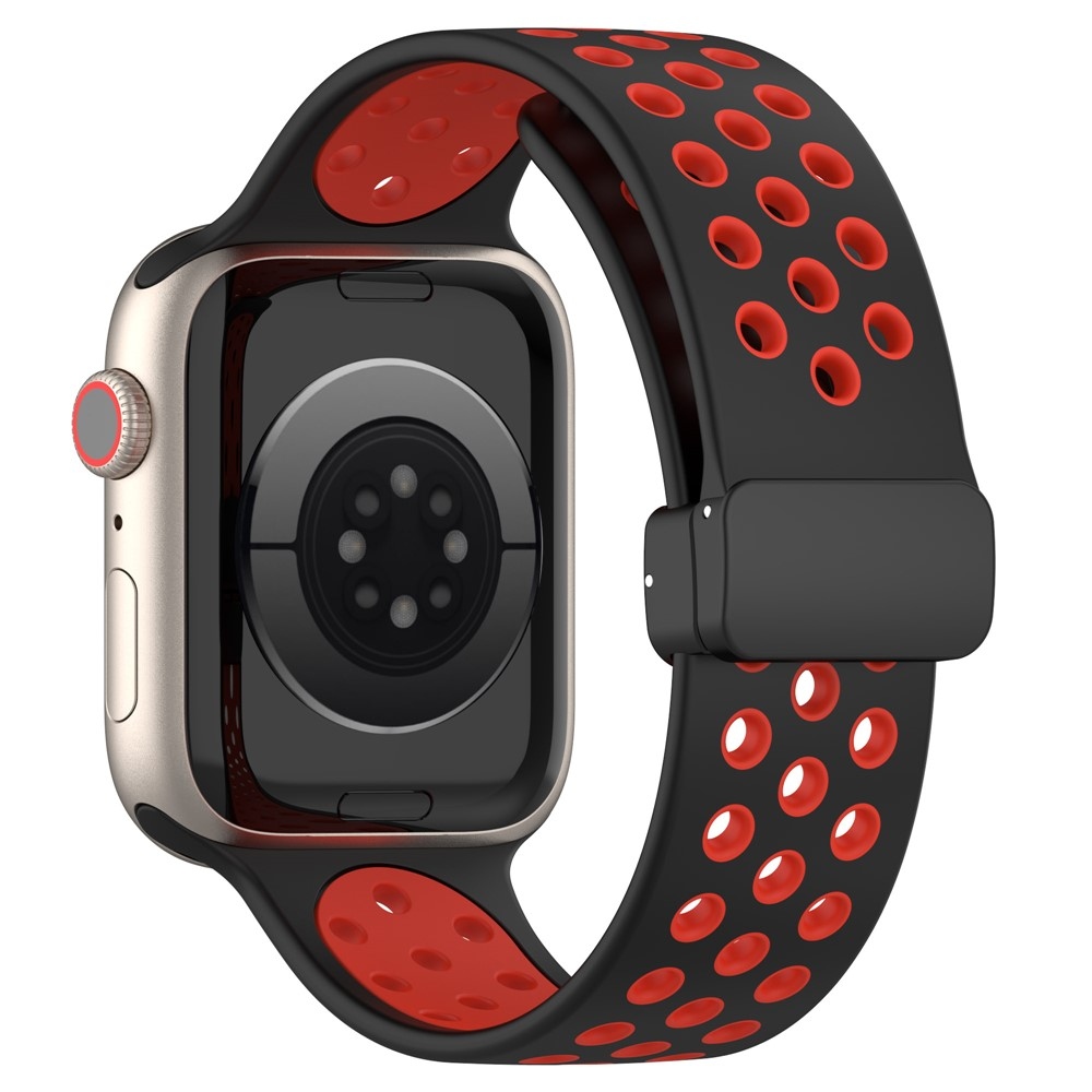 Dualc silikonový řemínek na Apple Watch Ultra 4/3/2/1 49mm/12/11/10 46mm - černý/červený