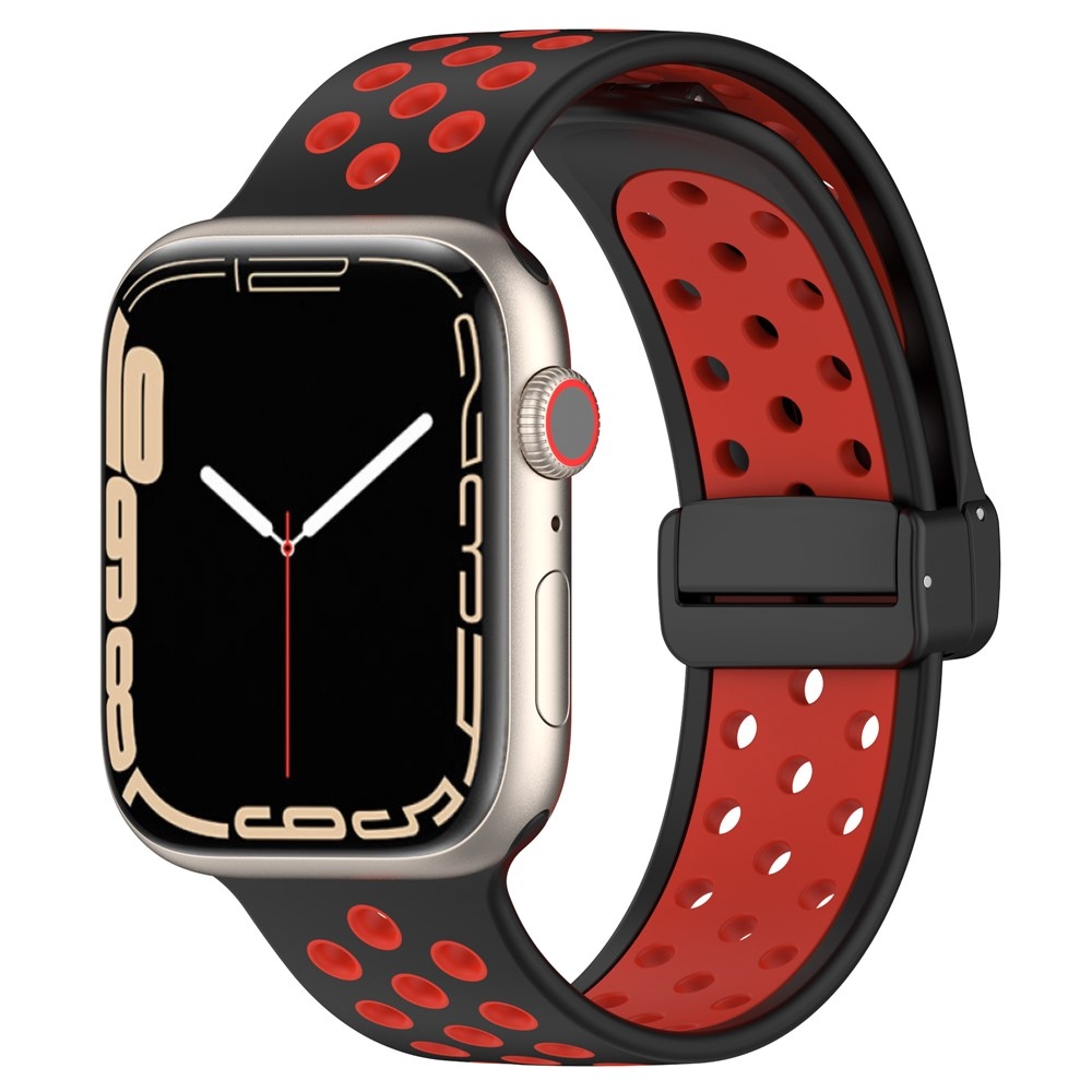 Dualc silikonový řemínek na Apple Watch Ultra 4/3/2/1 49mm/12/11/10 46mm - černý/červený