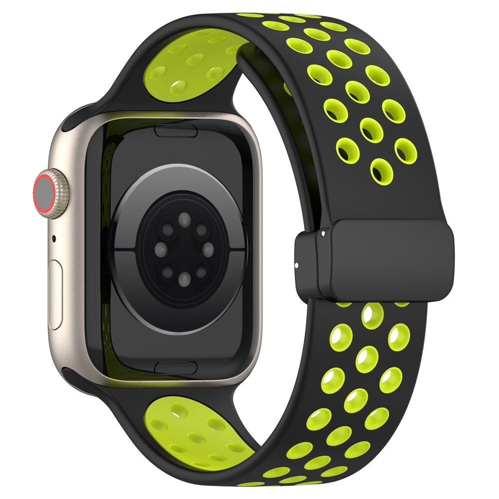 Dualc silikonový řemínek na Apple Watch Ultra 4/3/2/1 49mm/12/11/10 46mm - černý/lime