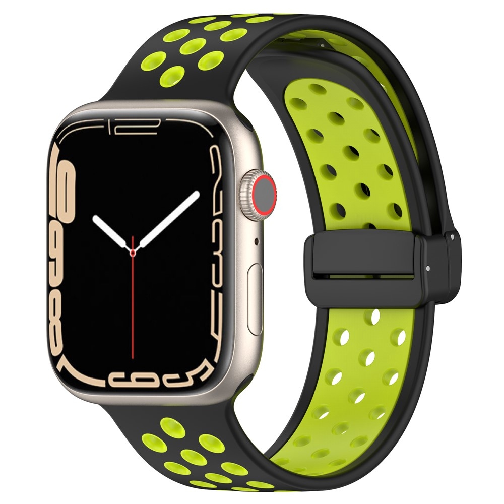 Dualc silikonový řemínek na Apple Watch Ultra 4/3/2/1 49mm/12/11/10 46mm - černý/lime