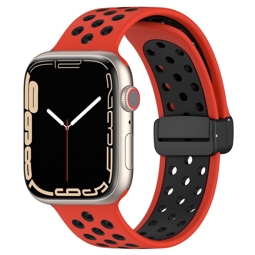 Dualc silikonový řemínek na Apple Watch Ultra 4/3/2/1 49mm/12/11/10 46mm - červený/černý