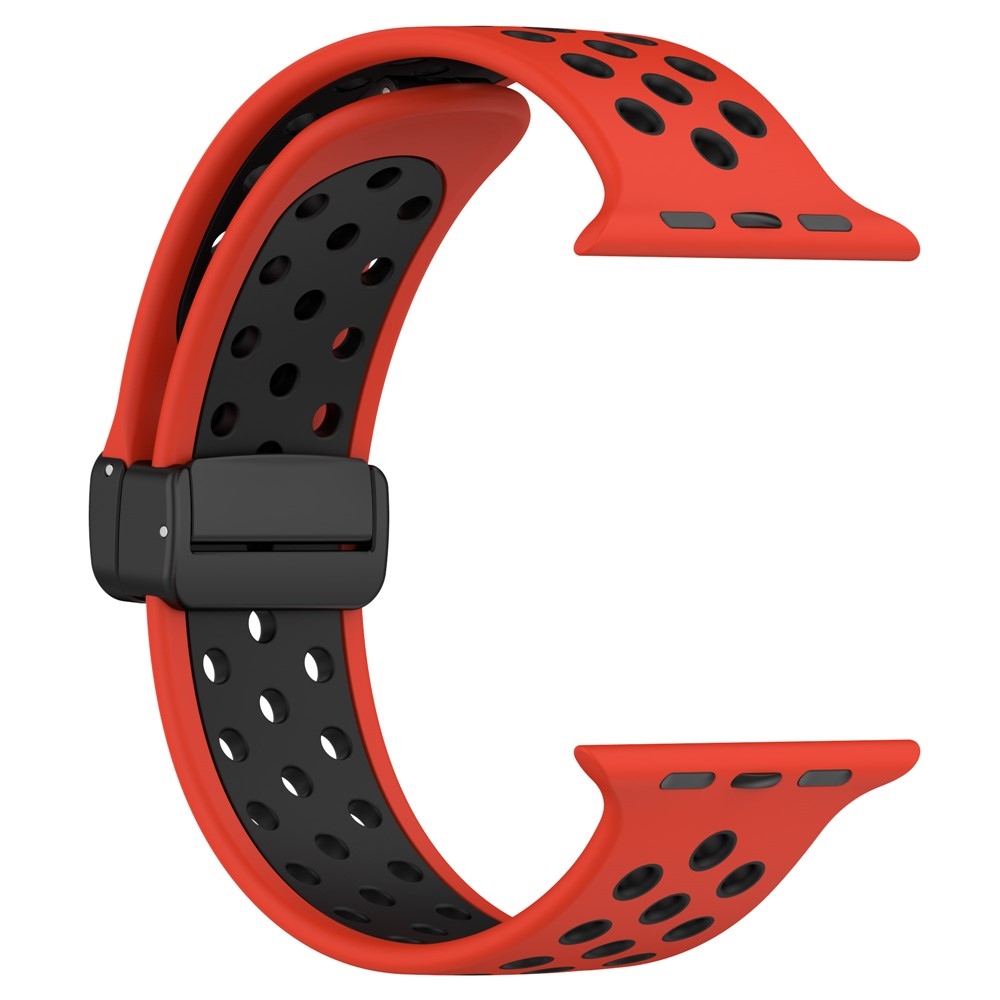 Dualc silikonový řemínek na Apple Watch Ultra 4/3/2/1 49mm/12/11/10 46mm - červený/černý