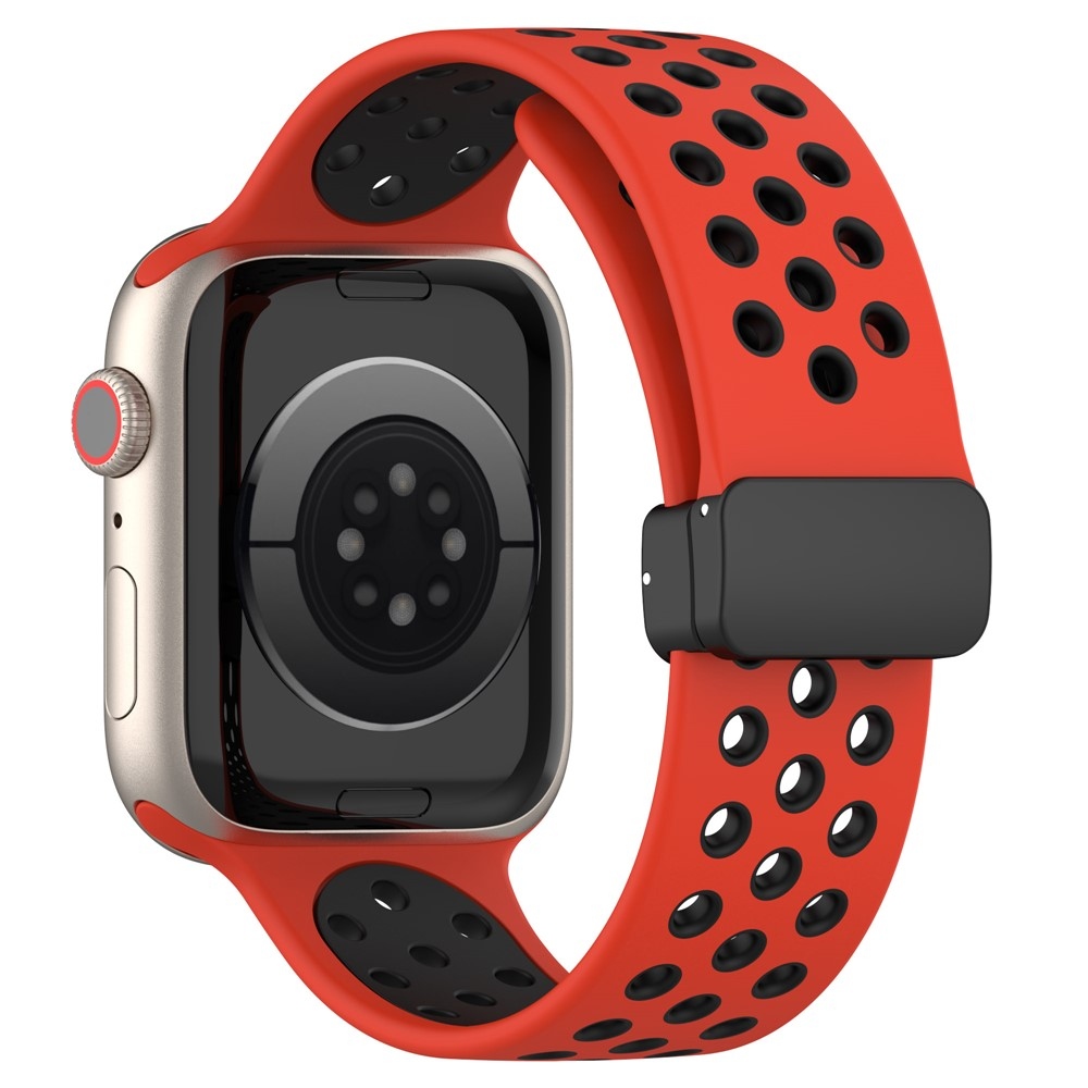 Dualc silikonový řemínek na Apple Watch Ultra 4/3/2/1 49mm/12/11/10 46mm - červený/černý
