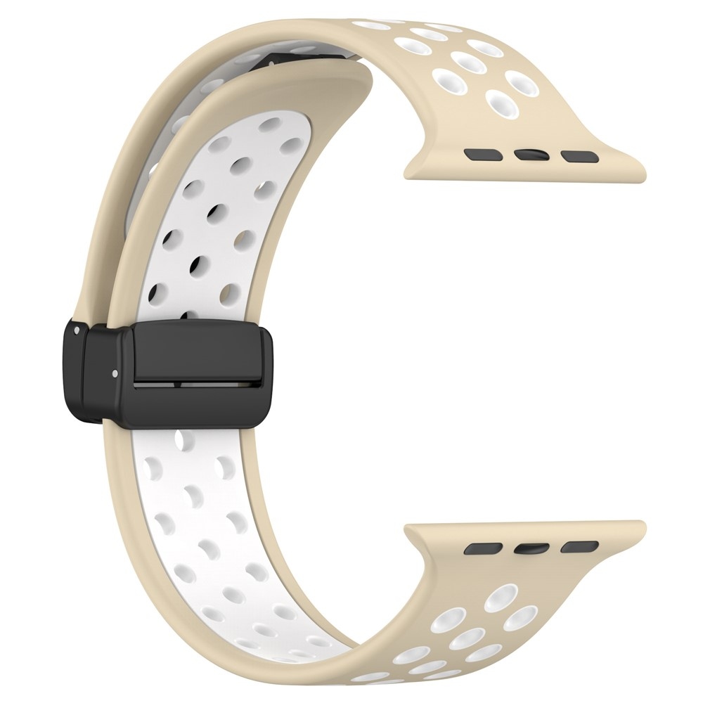 Dualc silikonový řemínek na Apple Watch Ultra 4/3/2/1 49mm/12/11/10 46mm - khaki/bílý