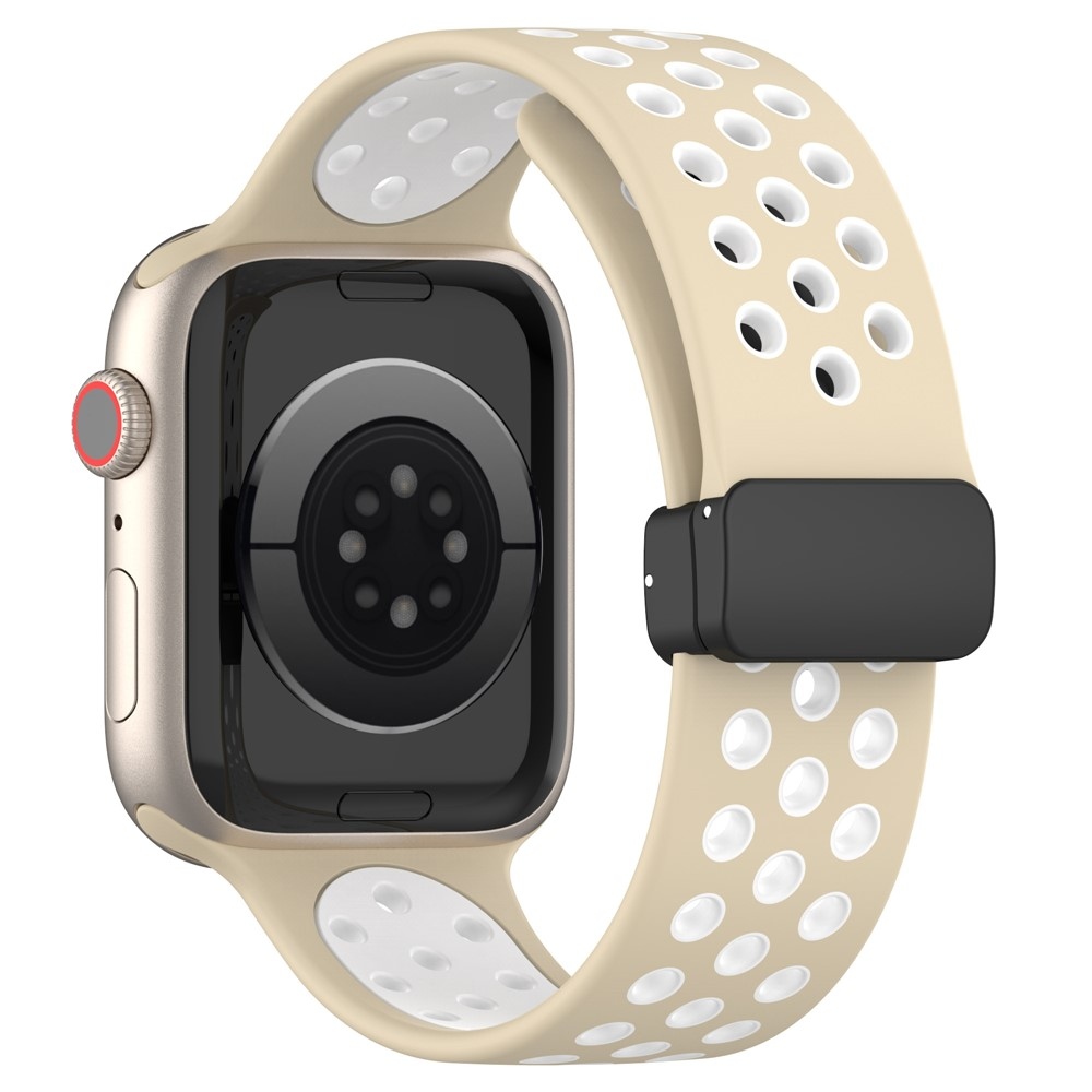 Dualc silikonový řemínek na Apple Watch Ultra 4/3/2/1 49mm/12/11/10 46mm - khaki/bílý