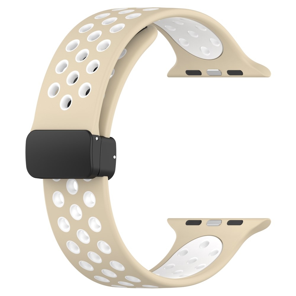 Dualc silikonový řemínek na Apple Watch Ultra 4/3/2/1 49mm/12/11/10 46mm - khaki/bílý