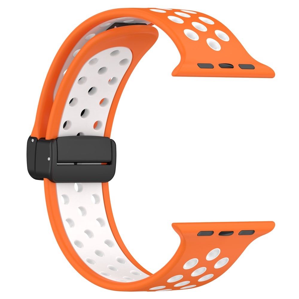 Dualc silikonový řemínek na Apple Watch Ultra 4/3/2/1 49mm/12/11/10 46mm - oranžový/bílý