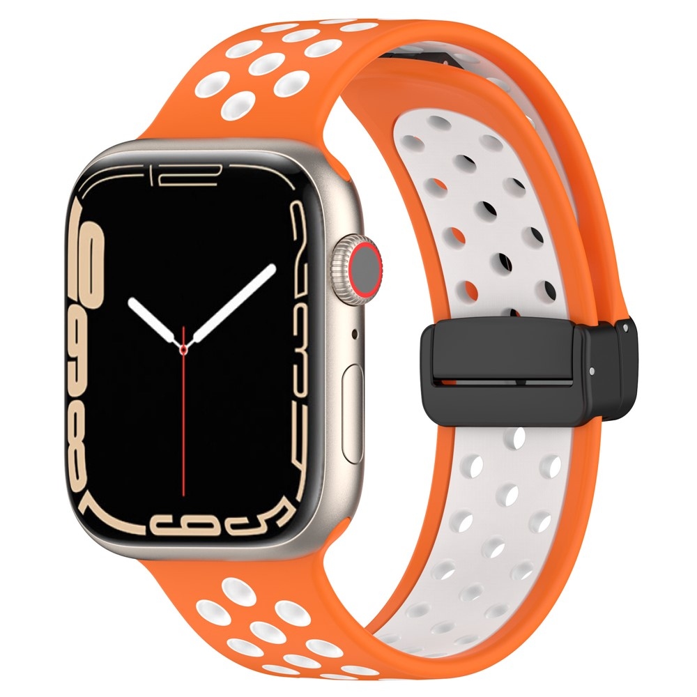 Dualc silikonový řemínek na Apple Watch Ultra 4/3/2/1 49mm/12/11/10 46mm - oranžový/bílý