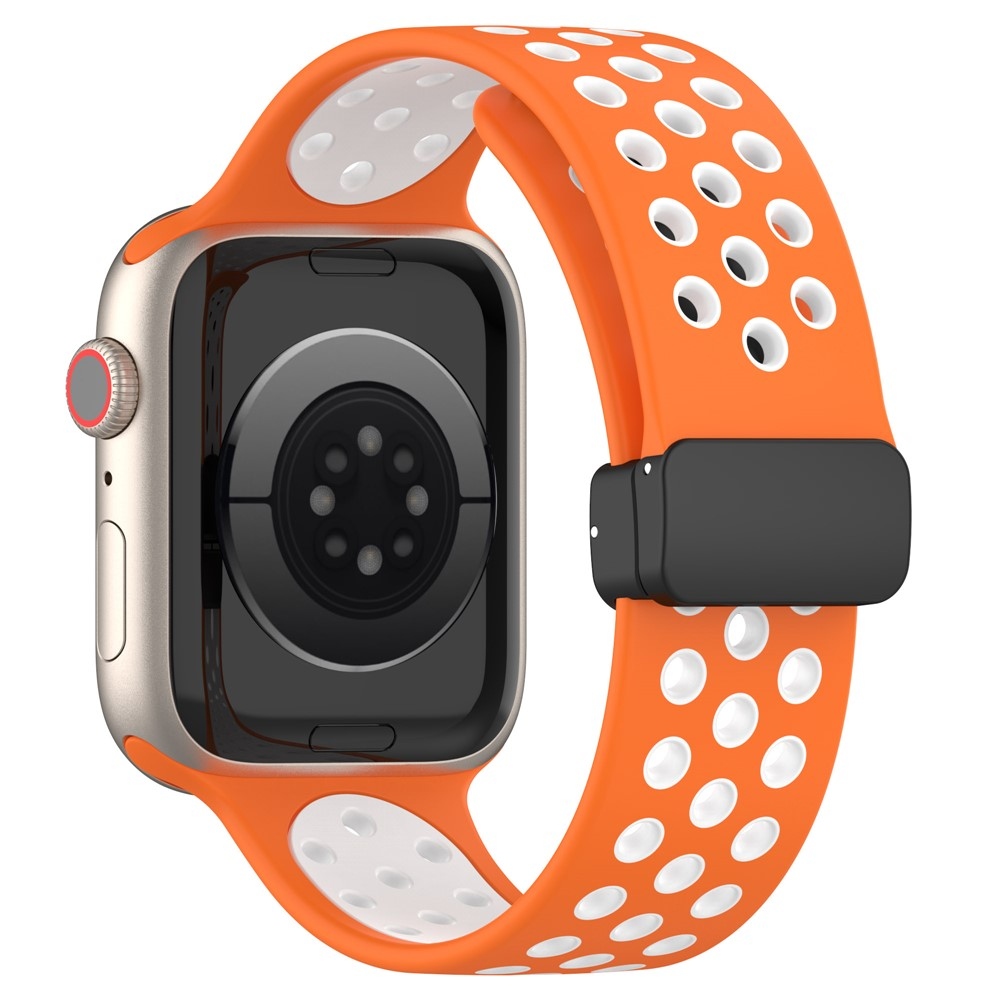 Dualc silikonový řemínek na Apple Watch Ultra 4/3/2/1 49mm/12/11/10 46mm - oranžový/bílý