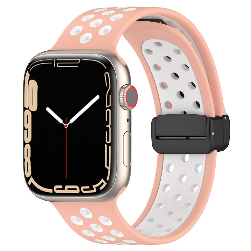 Dualc silikonový řemínek na Apple Watch Ultra 4/3/2/1 49mm/12/11/10 46mm - růžový/bílý