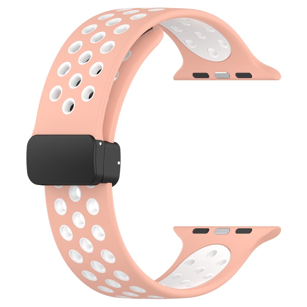 Dualc silikonový řemínek na Apple Watch Ultra 4/3/2/1 49mm/12/11/10 46mm - růžový/bílý