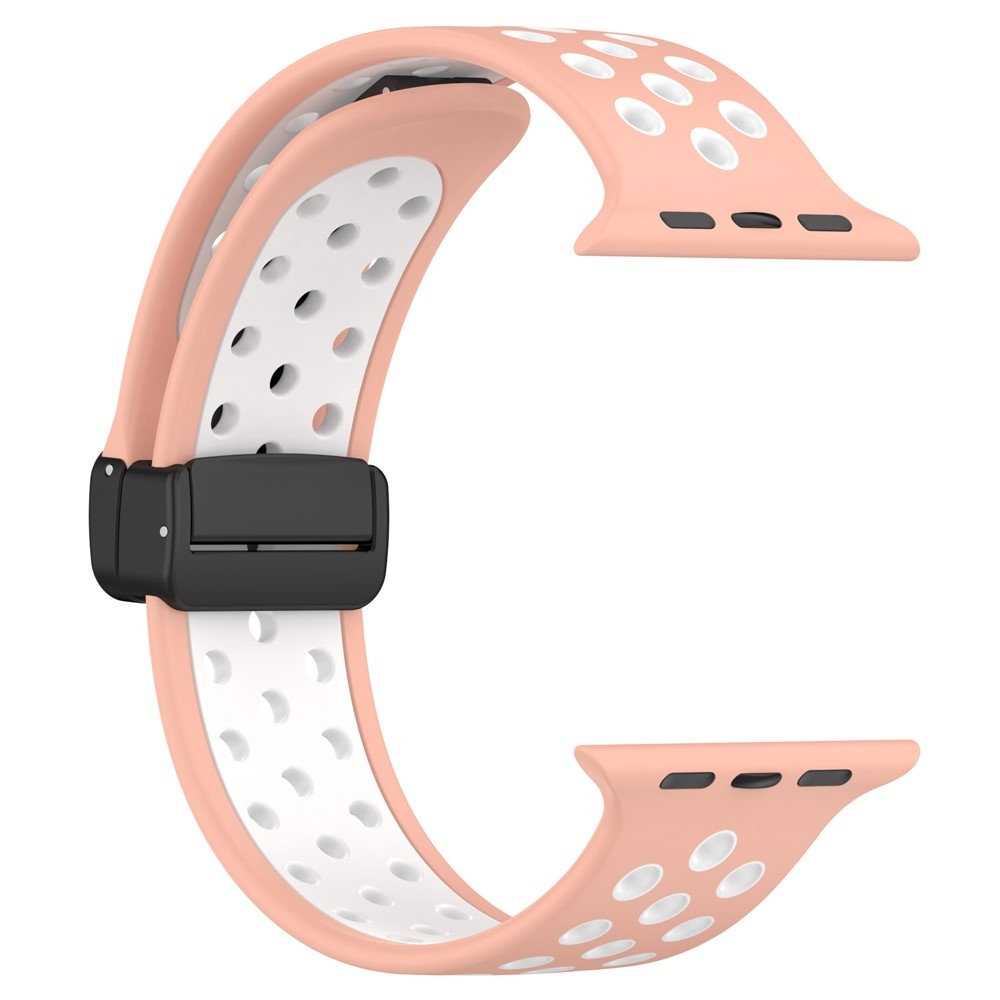 Dualc silikonový řemínek na Apple Watch Ultra 4/3/2/1 49mm/12/11/10 46mm - růžový/bílý