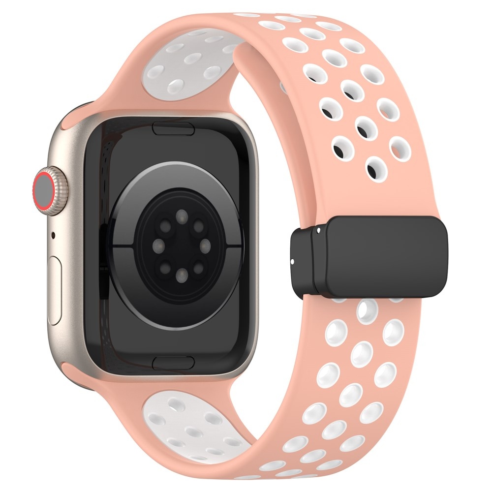 Dualc silikonový řemínek na Apple Watch Ultra 4/3/2/1 49mm/12/11/10 46mm - růžový/bílý