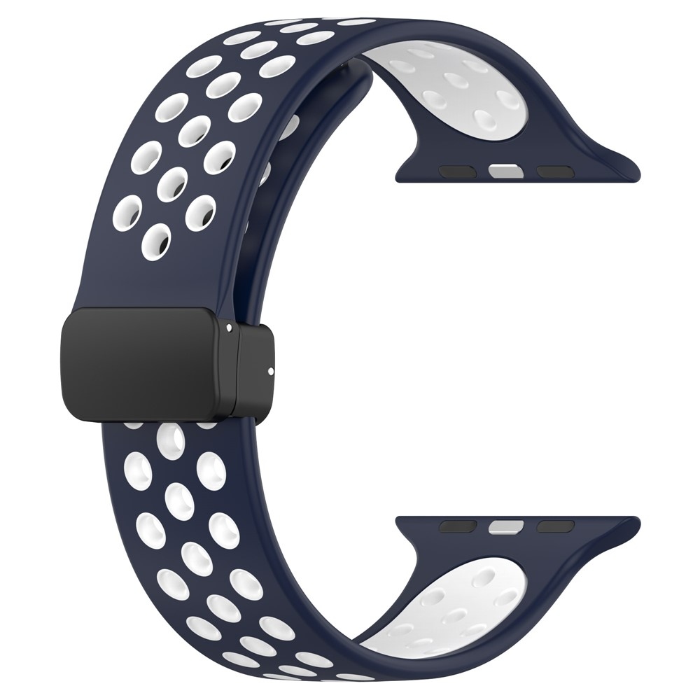 Dualc silikonový řemínek na Apple Watch Ultra 4/3/2/1 49mm/12/11/10 46mm - tmavěmodrý/bílý