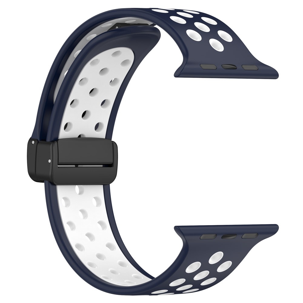Dualc silikonový řemínek na Apple Watch Ultra 4/3/2/1 49mm/12/11/10 46mm - tmavěmodrý/bílý