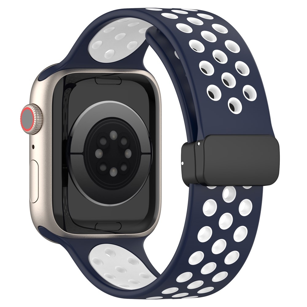 Dualc silikonový řemínek na Apple Watch Ultra 4/3/2/1 49mm/12/11/10 46mm - tmavěmodrý/bílý