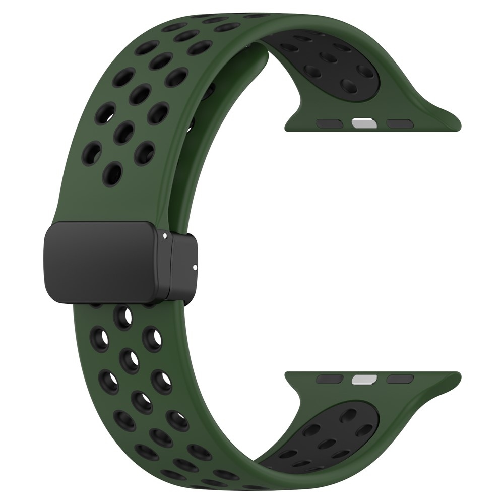 Dualc silikonový řemínek na Apple Watch Ultra 4/3/2/1 49mm/12/11/10 46mm - tmavězelený/černý