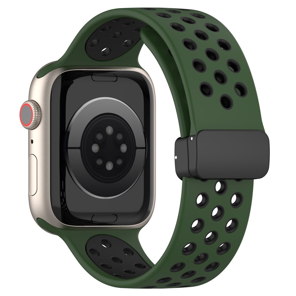 Dualc silikonový řemínek na Apple Watch Ultra 4/3/2/1 49mm/12/11/10 46mm - tmavězelený/černý