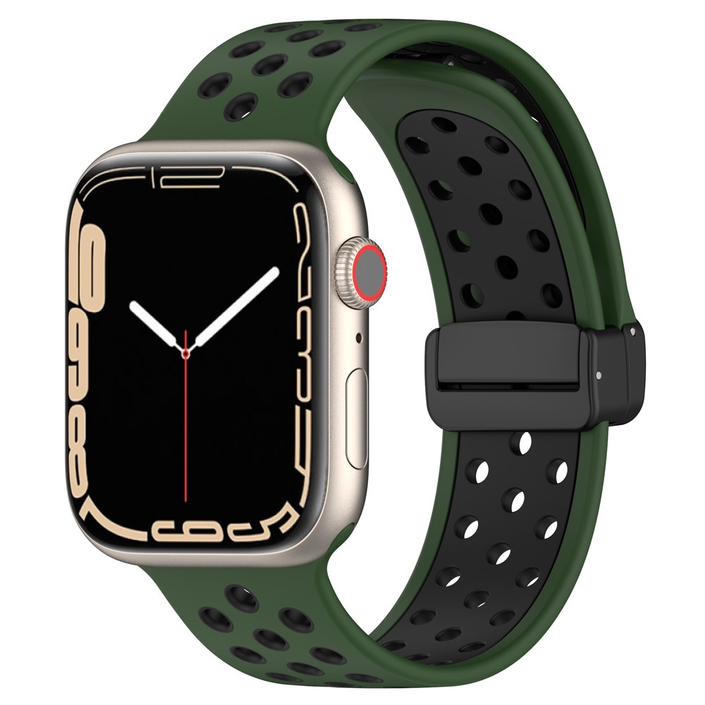 Dualc silikonový řemínek na Apple Watch Ultra 4/3/2/1 49mm/12/11/10 46mm - tmavězelený/černý