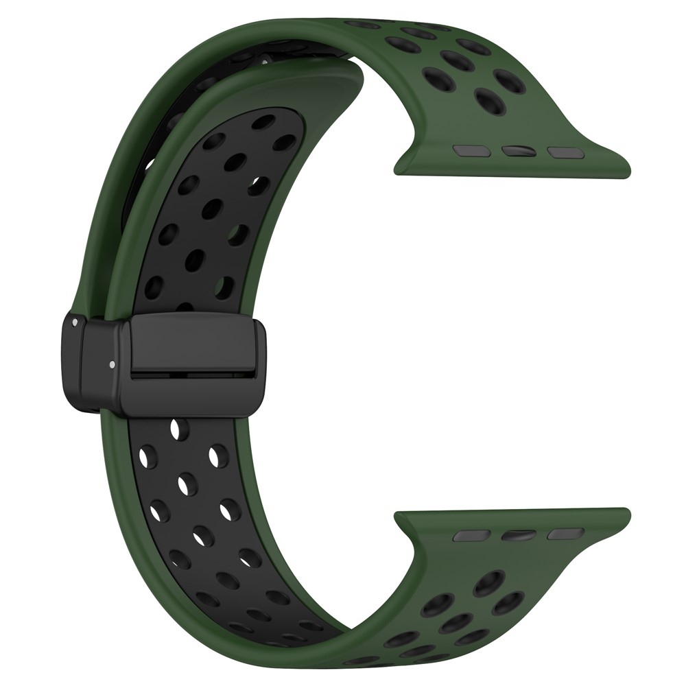 Dualc silikonový řemínek na Apple Watch Ultra 4/3/2/1 49mm/12/11/10 46mm - tmavězelený/černý