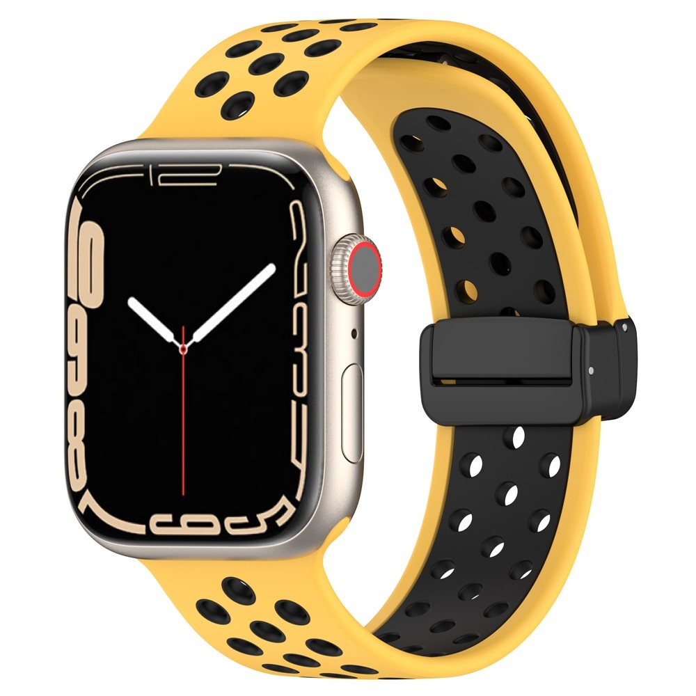 Dualc silikonový řemínek na Apple Watch Ultra 4/3/2/1 49mm/12/11/10 46mm - žlutý/černý