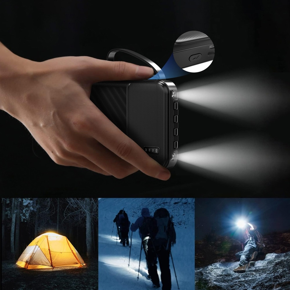Dudao K11 10000mAh Powerbank se zabudovanými kabely - černá