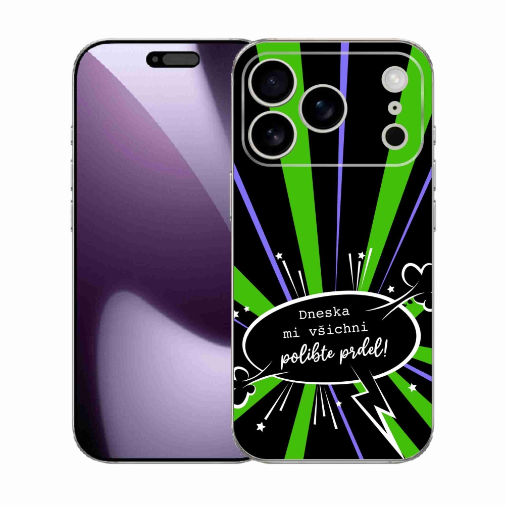 Gelový kryt mmCase na iPhone 17 Pro - vtipný text 15 černé pozadí