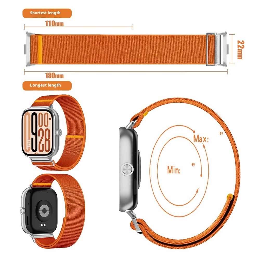 Durab nylonový elastický řemínek na Xiaomi Smart Band 10 Pro/9 Pro/8 Pro/Redmi Watch 6/5/4 - oranžový