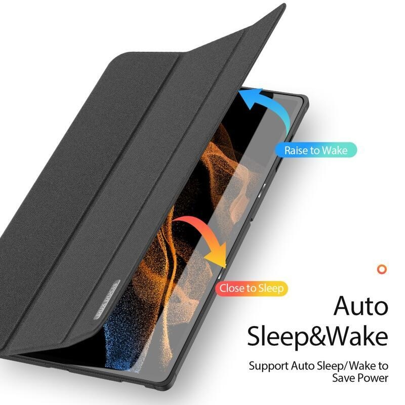 DUX chytré polohovací PU kožené pouzdro na tablet Samsung Galaxy Tab S8 Ultra - černé