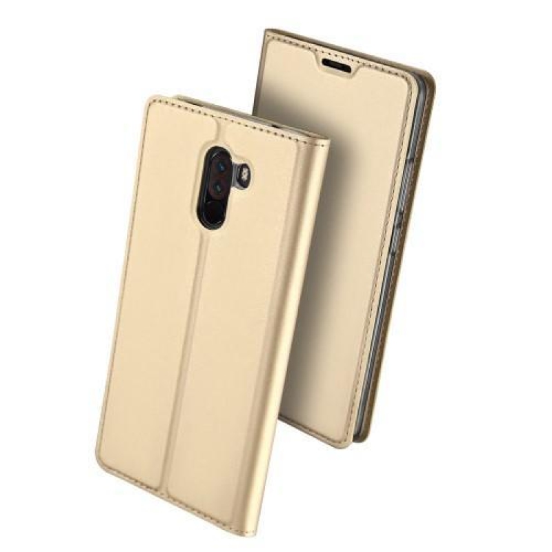 DUX elegantní PU kožené peněženkové pouzdro na Xiaomi Pocophone F1 - zlaté