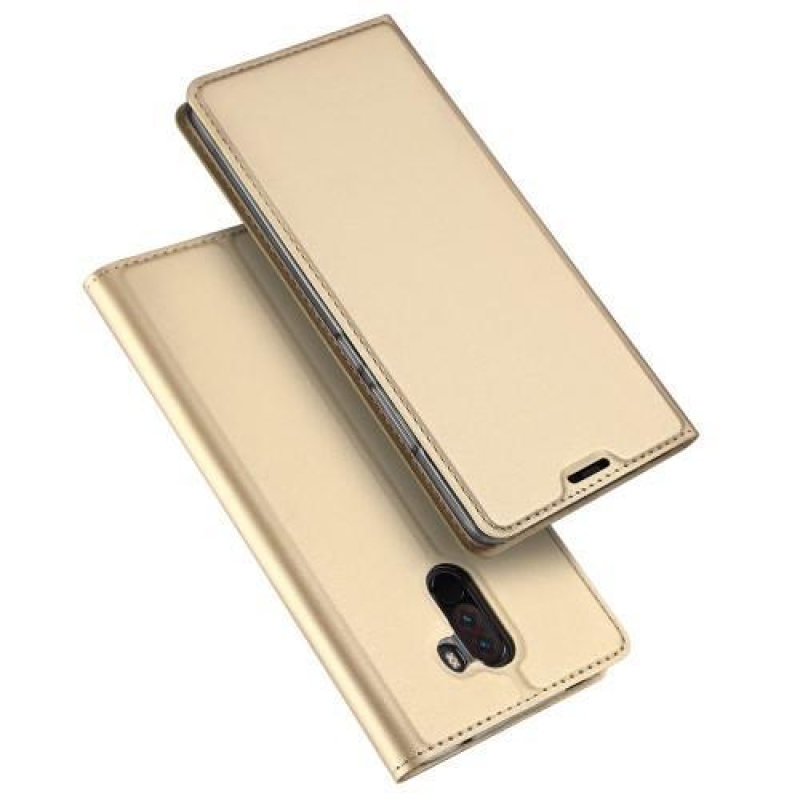 DUX elegantní PU kožené peněženkové pouzdro na Xiaomi Pocophone F1 - zlaté