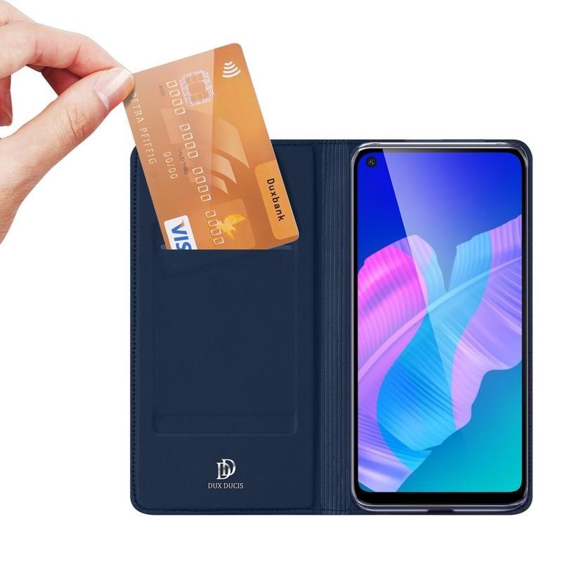 DUX elegantní PU kožené pouzdro na mobil Huawei P40 Lite E - tmavěmodré