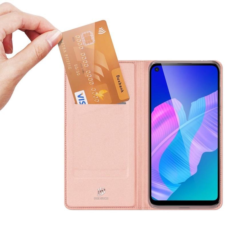DUX elegantní PU kožené pouzdro na mobil Huawei P40 Lite E - růžovozlaté