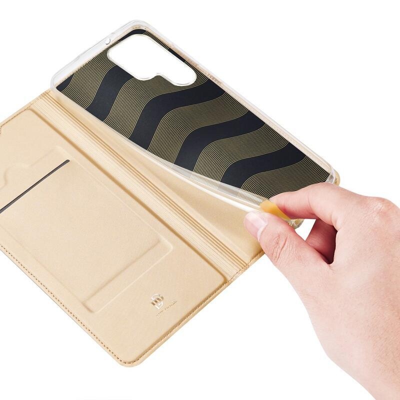 DUX elegantní PU kožené pouzdro na mobil Samsung Galaxy S22 Ultra 5G - zlaté